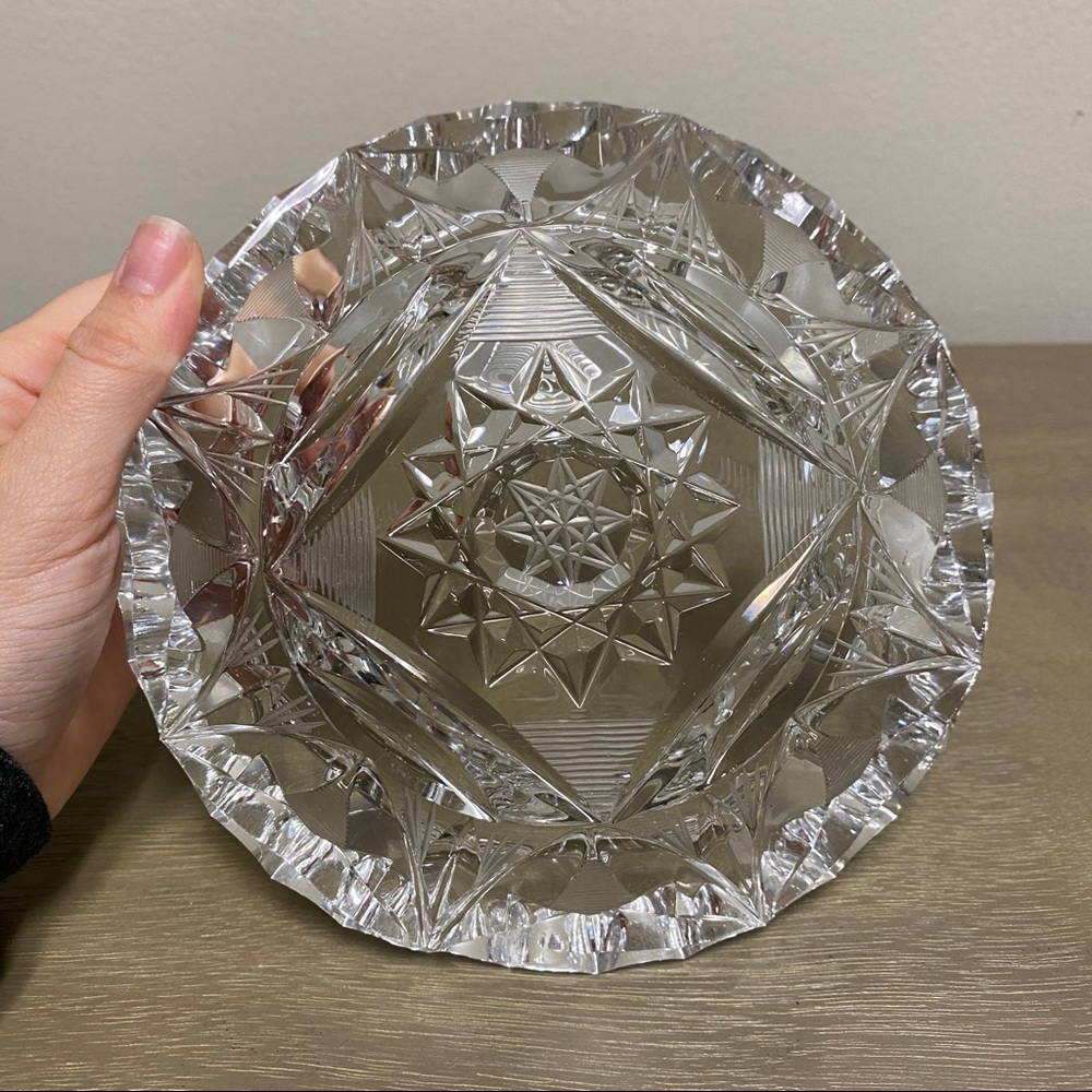 Vintage Lead Crystal Bohemian Czech Ashtray - Picture 10 of 13